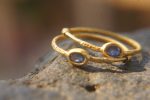 sapphire gold hoops 24k solid gold, hand made artisan gold hoops. gold small hoops gold with texture , organic gold hoops with blue sapphire