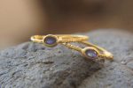 sapphire gold hoops 24k solid gold, hand made artisan gold hoops. gold small hoops gold with texture , organic gold hoops with blue sapphire