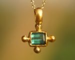 24k gold blue tourmaline pendant//square blue tourmaline pendant//tourmaline gold necklace//artisan 24k gold pendant//handmade one of a kind