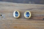 solid 22k gold- blue tanzanite- Studs -blue Earrings-stud earrings-22k gold earrings- blue earrings -solid gold studs- 22k gold studs