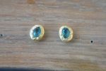solid 22k gold- blue topaz- Studs -light blue Earrings-stud earrings-22k gold earrings- blue earrings -solid gold studs- 22k gold studs