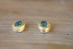 solid 22k gold- blue topaz- Studs -light blue Earrings-stud earrings-22k gold earrings- blue earrings -solid gold studs- 22k gold studs