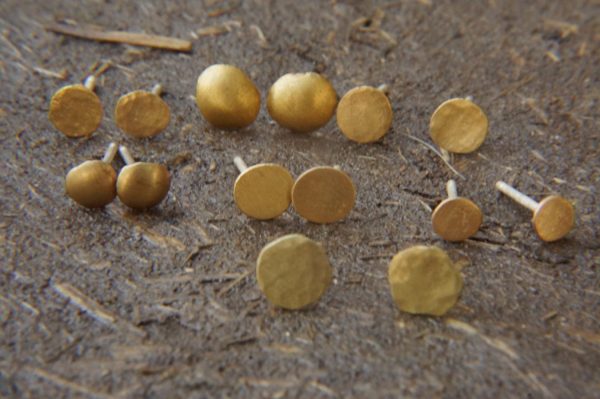 22K Gold Dotted Studs 3-8 mm Tiny Earrings - Handcrafted Earrings- Minimalist Jewelry- Wedding Earrings-mother day gift - solid gold