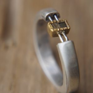 Raw Engagement Ring, 22K Gold and Rough cubic Diamond engagement ring,Unique Engagement ring,rough diamond ring, Alternative Engagement Ring