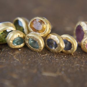 solid 22k gold- blue topaz- Studs -light blue Earrings-stud earrings-22k gold earrings- blue earrings -solid gold studs- 22k gold studs