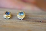 solid 22k gold- blue tanzanite- Studs -blue Earrings-stud earrings-22k gold earrings- blue earrings -solid gold studs- 22k gold studs