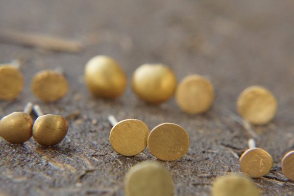 22K Gold Dotted Studs 3-8 mm Tiny Earrings - Handcrafted Earrings- Minimalist Jewelry- Wedding Earrings-mother day gift - solid gold