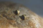 solid 24k gold -Rough blue sapphire Earrings-stud earrings-22k gold earrings- rough blue sapphire earrings- raw sapphire earrings studs