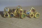solid 24k gold- raw gem Studs -raw gem stone- Earrings-stud earrings-24k gold earrings-raw gem earrings rough sapphire earrings-