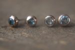 sale solid 18k rose gold swiss blue topaz stud-one of kind-stud earrings-22k gold earrings- ruby earrings- 22k stud with stone-ruby earrings