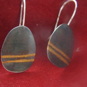 artisan bimetal-gold oxidized silver earrings-24k gold earrngs-fine gold earrings-one of kind earring-artisan gold earring-keum boo