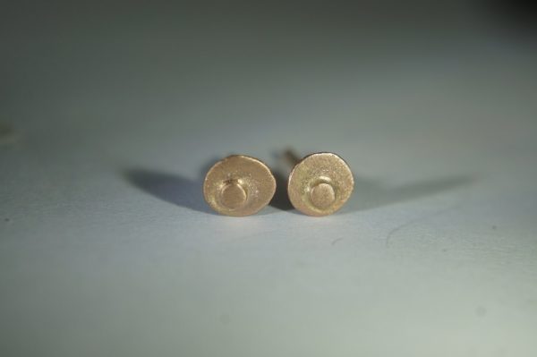 18K rose Gold studs -solid gold - Handmade Earrings-ancient Jewelry- Wedding Earrings-biblical jewelry collection - red gold studs