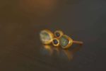 solid 24k gold- raw gem Studs -raw gem stone- Earrings-stud earrings-24k gold earrings-raw gem earrings rough sapphire earrings-