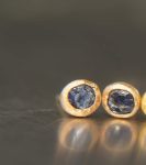 solid gold 22k- raw sapphire Studs -Rough blue sapphire Earrings-stud earrings-22k gold earrings- rough blue sapphire earrings-