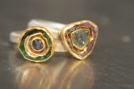raw gemstone gold ring/bohemian gold ring//24k gold ring//solid gold ring//blue sapphire ring //silver and gold artisan ring//one of a kind