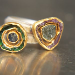 raw gemstone gold ring/bohemian gold ring//24k gold ring//solid gold ring//blue sapphire ring //silver and gold artisan ring//one of a kind