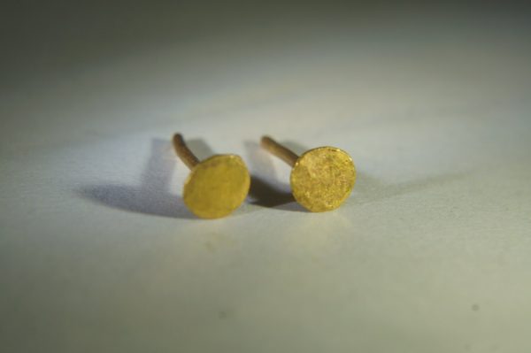 22K Gold Dotted Studs -4-9 mm Tiny Earrings - hummered stud Earrings- Minimalist Jewelry- Wedding Earrings-mother day gift - solid gold
