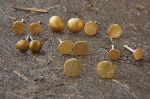 22K Gold Dotted Studs -5 mm Tiny Earrings - hummered stud Earrings- Minimalist Jewelry- Wedding Earrings-mother day gift - solid gold