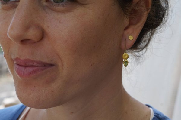 sale solid gold drop earrings//blue topaz Earrings//Gold Dangle & Drop Earrings//blue earrings//24k gold earrings// 24ct earrings with stone