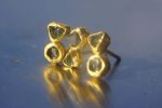 solid 24k gold- sapphire Studs -raw sapphire studs- Earrings-stud earrings-24k gold earrings-raw gem earrings- rough diamond earrings-