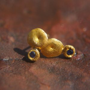 24k gold//sapphire Studs //gold Diamond Earrings//gold stud earrings//24k gold earrings//diamond earring//tiny gold diamond studs//yoavgefen