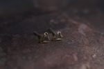 triangle gold diamond stud earrings-rough Diamond-tiny gold stud earrings-triangle gold diamond earrings-raw uncut diamond earrings-gefen