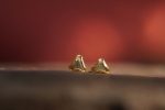triangle gold diamond stud earrings-rough Diamond-tiny gold stud earrings-triangle gold diamond earrings-raw uncut diamond earrings-gefen