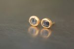 solid gold 22k- raw sapphire Studs -Rough blue sapphire Earrings-stud earrings-22k gold earrings- rough blue sapphire earrings-