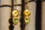 sale solid gold drop earrings//blue topaz Earrings//Gold Dangle & Drop Earrings//blue earrings//24k gold earrings// 24ct earrings with stone