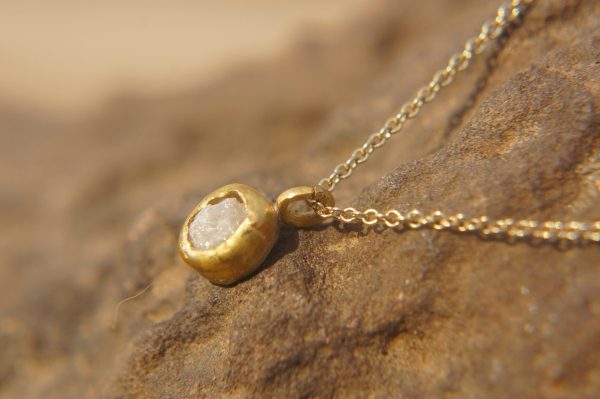 Medium 24k gold pendant//gold charm necklace//gemstone pendant//raw gem pendant//24 k gold pendant//solid gold diamond//color gem necklace