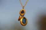 Medium 24k gold pendant//gold charm necklace//gemstone pendant//raw gem pendant//24 k gold pendant//solid gold diamond//color gem necklace