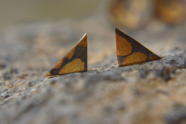 Gold Earrings//long Stud Earrings//Minimalist Silver Gold Earrings//Contemporary Jewelry//mix metal earrings//24k gold and oxidized silver