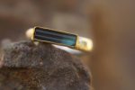 raw gemstone ring/bohemian gold ring//gold ring//solid gold ring//bicolor blue tourmaline//silver and gold artisan ring//one of a kind ring