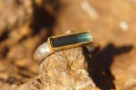 hexagon blue ring/bohemian gold ring//gold ring//solid gold ring//blue tourmaline//silver and gold artisan ring//one of a kind ring