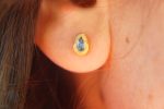 solid gold drop earrings-blue topaz Earrings-Gold Studs-stud earrings-22k earrings-solid gold earrings- 22k stud with stone- topaz earrings