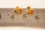 24k solid gold//orange sapphire & diamonds//diamond sapphire Earrings//stud earrings//gold earrings//sapphire earrings //24k gold earring
