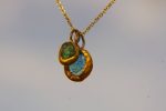 24k gold pendant//flower 24k  gold //gold artisan charm//blue gold pendant//artisan gold pendant//tourmaline pendant charm//24k gold pendant
