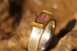 raw gemstone ring/bohemian gold ring//gold ring//solid gold ring//bicolor blue tourmaline//silver and gold artisan ring//one of a kind ring