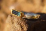 raw gemstone ring/bohemian gold ring//gold ring//solid gold ring//bicolor blue tourmaline//silver and gold artisan ring//one of a kind ring