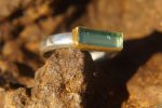hexagon blue ring/bohemian gold ring//gold ring//solid gold ring//blue tourmaline//silver and gold artisan ring//one of a kind ring