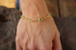 gold tourmaline bracelet//24k gold bracelet//24k gold bracelet//charm bracelet gem stone//tourmaline gold bracelet//rough stone charm//24k