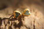 solid gold//blue tourmaline Studs//24k gold Earrings//blue tourmaline//gold stud earrings//24k gold earrings//tourmaline solid gold earrings