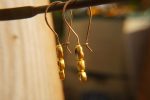 solid gold dangle earrings//blue green gem Earrings//24k Gold Dangle & Drop Earrings//spring color earrings//24k gold earrings//24k gold