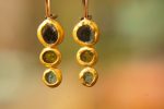 solid gold dangle earrings//blue green gem Earrings//24k Gold Dangle & Drop Earrings//spring color earrings//24k gold earrings//24k gold