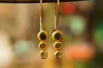 solid gold dangle earrings//blue green gem Earrings//24k Gold Dangle & Drop Earrings//spring color earrings//24k gold earrings//24k gold