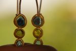 solid gold dangle earrings//blue green gem Earrings//24k Gold Dangle & Drop Earrings//spring color earrings//24k gold earrings//24k gold