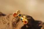 24k solid gold//orange sapphire & diamonds//diamond sapphire Earrings//stud earrings//gold earrings//sapphire earrings //24k gold earring