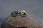 solid gold drop earrings-blue topaz Earrings-Gold Studs-stud earrings-22k earrings-solid gold earrings- 22k stud with stone- topaz earrings