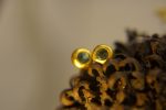 solid 24k gold//blue topaz Earrings//24k gold Studs// 24k gold earrings//blue topaz earrings// 24k gold with stone//solid gold studs