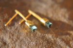 solid 24k gold-blue tourmaline Earrings-Gold Studs//one of a kind-stud earrings//24k gold earrings//blue stone earrings//24k stud with stone